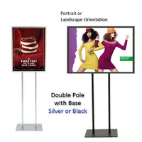 Double Pole Poster Floor Stand 27x39 Sign Holder with SECURITY SCREWS on Snap Frame 1 1/4" Wide