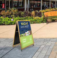 Portable, Foldable Wood A-Frame 17x23 Sign Holder | 1 1/4" Wide Snap Frame Profile in 3 Finishes