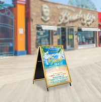 Portable, Foldable Wood A-Frame 17x23 Sign Holder | 1 1/4" Wide Snap Frame Profile in 3 Finishes