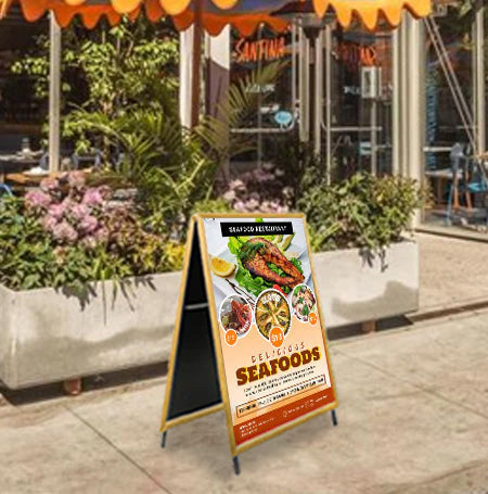 A-Frame 22x28 Sign Holder | with One or Two-Sided Wood Snap Frame + 1 1/4" Wide Profile in 3 Finishes