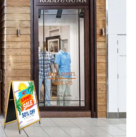 A-Frame 22x28 Sign Holder | with One or Two-Sided Wood Snap Frame + 1 1/4" Wide Profile in 3 Finishes