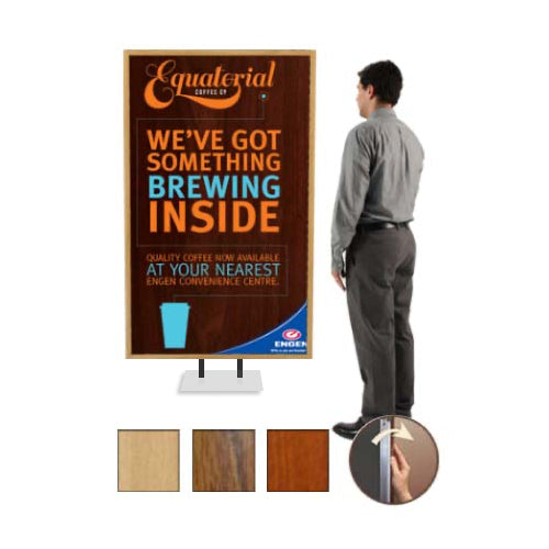 Double Pole Floor Stand 24x60 Sign Holder | Wood Snap Frame 1 1/4" Wide