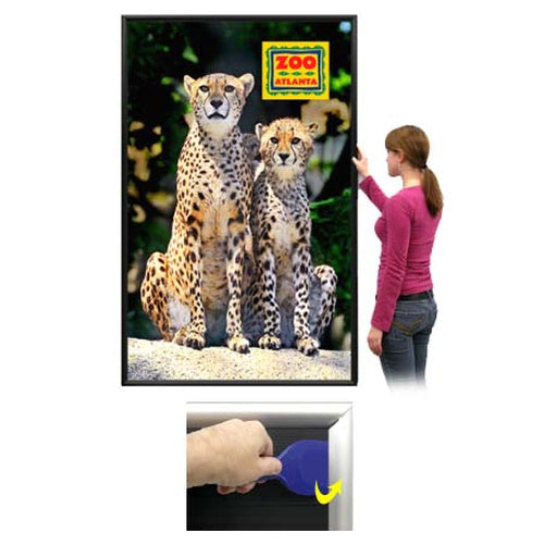 EXTRA-LARGE Poster Snap Frames 24x72 with 1 1/4" Security-Style Metal Profile for Mounted Graphics on 1/8", 3/16", 1/4" Thick Boards