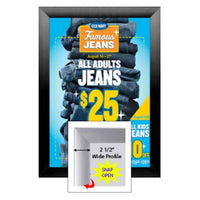 SwingSnap Poster Snap Frame 24x36 with Bold 2 1/2" Wide Edge Metal Profile | Snap Open, Fast Change