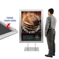 Double Pole Floor Stand 8x10 Sign Holder | Snap Frame 2 1/2" Wide