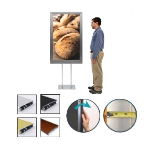 Double Pole Floor Stand 40x60 Sign Holder | Snap Frame 2 1/2" Wide