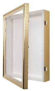 SwingFrame Designer Wall Display Case 3" Deep | Swing Open Metal Framed in 10+ Sizes and 5 Finishes