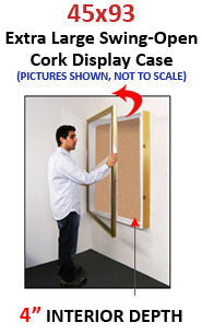 45x93 SwingFrame Designer Large Cork Board Display Case 4 Inch Deep