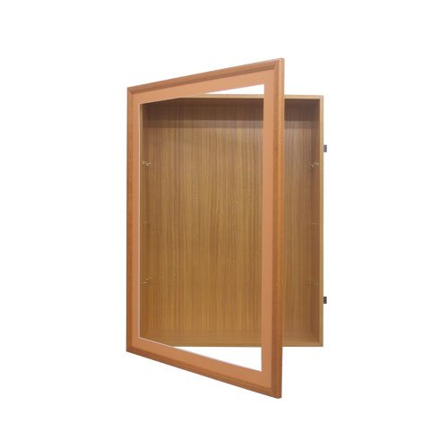 SwingFrame Designer Wood Framed Display Cases 4" Deep with Swing Open Large Shadow Box Cabinet in 25+ Sizes