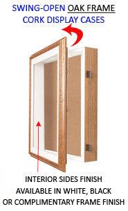 SwingFrame Oak Shadow Box Display Cases 2-Inches Deep with Cork Board in 10+ Sizes + Custom