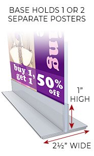 T Mount Floor and Countertop Base Display 17" Wide | Solid Steel Stand Holds 1 or 2 Rigid Poster Boards