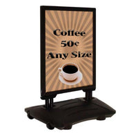 STREET-MASTER Rolling Wind Pavement Sign Stand with Fillable Water Base (for 22” x 28” Posters)