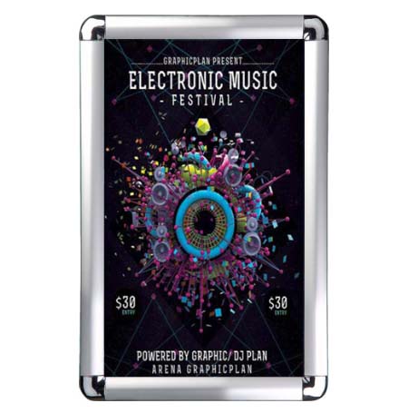 30x40 Wall Snap Frame Poster Sign Holder with 1" Rounded Corner Silver Frame Finish