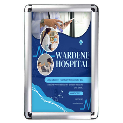 Economical, 24x36 Wall Snap Frame Poster Sign Holder 1" Rounded Corners | Fast Change, Snap Open Frame with Silver Finish