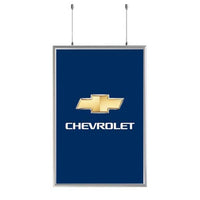 Ceiling Mount Display 24" x 36" with Two-Sided, Snap Frame Poster Sign Holder | Silver Metal Frame Finish