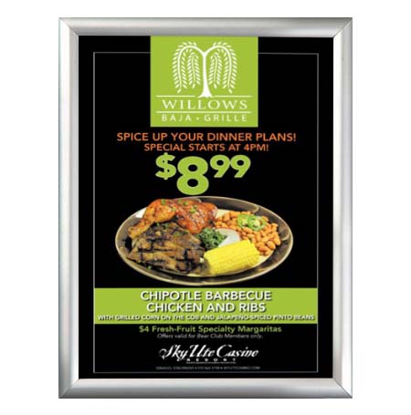 8.5x11 Snap Frame Poster Sign Frame with Thin .59" Wide Aluminum Silver Profile with Mitered Corners