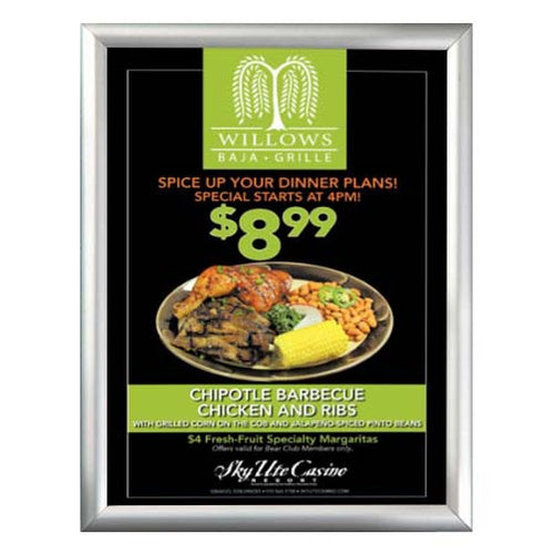 8.5x11 Snap Frame Poster Sign Frame with Thin .59" Wide Aluminum Silver Profile with Mitered Corners