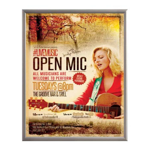 Weatherproof 22x28 Snap Frame Poster Sign Holder | Silver Metal Frame Finish