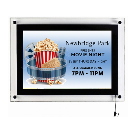11 x 17 Illuminated LED Acrylic Wall Sign Holder with Standoffs | Display Menus, Posters, Photos and Signs