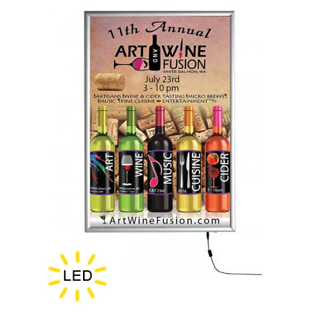 Illuminated Slim LED 24x36 Light Box Snap Open Frame Silver Finish ...