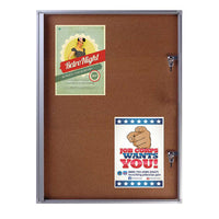 19 x 25 Indoor Enclosed Notice Office Cork Board | Showboard Holds FOUR 8.5x11 Postings | Satin Silver Finish