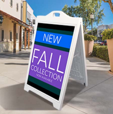 The Boss 24x36 A-Frame Plastic Sign Board | Sidewalk Sign with WHITE Panels and Hinged Aluminum Frame