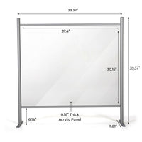 39.37" W x 39.37" H Adjustable Aluminum Frame Acrylic Countertop Sneeze Guard