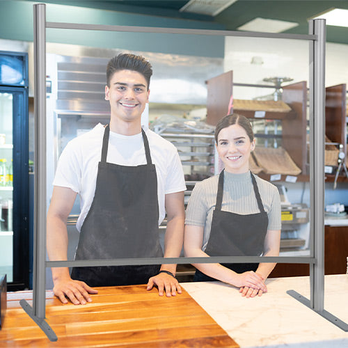 39.37" W x 39.37" H Adjustable Aluminum Frame Acrylic Countertop Sneeze Guard