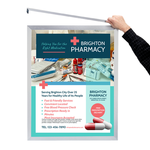 Large 27x40 Frame Euro-Style Top & Side Load - Poster Frame Sign Holder Slide-in Metal Frame Design