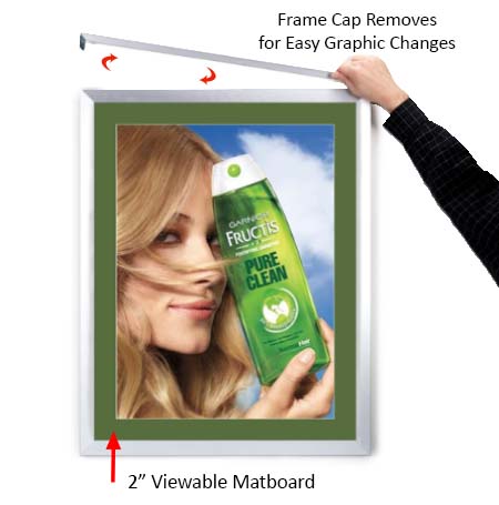 Designer Euro Style Slide In Picture Frame for Posters 13x19 + 2" Wide Matboard