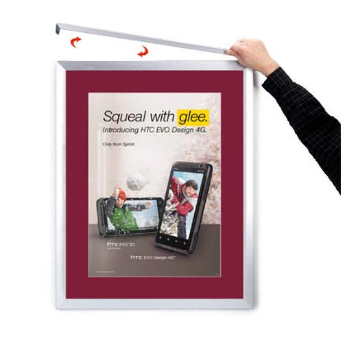 Designer Euro Style Slide In Picture Frame for Posters 17x23 + 3" Wide Matboard