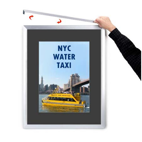 Designer Euro Style Slide In Picture Frame for Posters 16x24 + 4" Wide Matboard