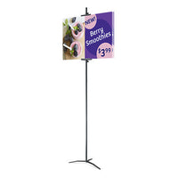 Slide-In Poster Display Floorstand Sign Holder Travel Base with 72 Inch Post | Graphic Boards Held in Place with Adjustable Metal Holders