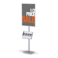 POSTO-STAND™ Quick Change Slide-in Poster Display Frame 24x36, Single-Sided + Steel Literature Holders for 8.5x11 Materials
