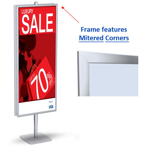 POSTO-STAND™ Sign Holder with 22x56 Poster Snap Frame | Double-Sided Frame with Weighted Base