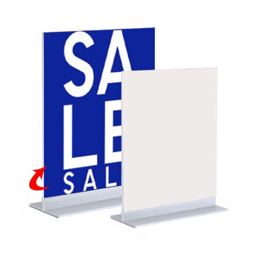 Sturdy, T Mount Countertop Steel Base | Display 8 1/2" Wide Graphics | Insert One or Two Boards for Single or Double-Sided Viewing