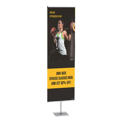 Snap Frame Banner Stand 30" Wide Floor Display with Adjustable Height 36" to 96" Single-Sided
