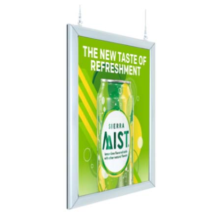 Light Weight Aluminum Ceiling Mount Rounded Edge Frame Hanging Poster Displays 8.5 x 11