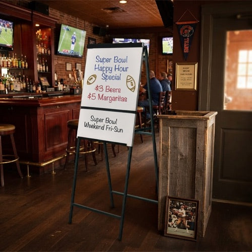 A-FRAME DRY ERASE EASEL DISPLAYS WITH WHITE ALUMINUM BOARD (FOLDING LEG POSTS)