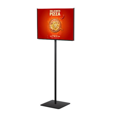 8 1/2 x 11 Lightweight Countertop Steel Pole, Pedestal Display Stand Two-Sided + Fixed Height Post 18"