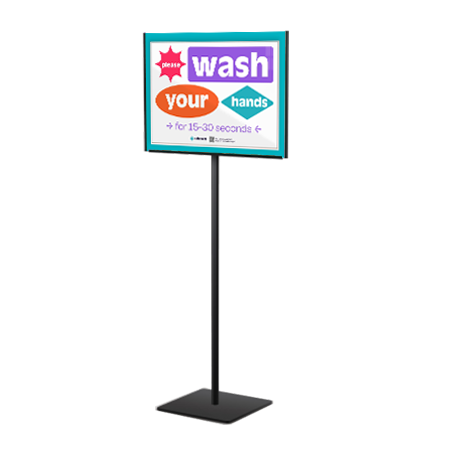 11 x 14 Lightweight Countertop Steel Pole, Pedestal Display Stand Two-Sided + Fixed Height Post 18"