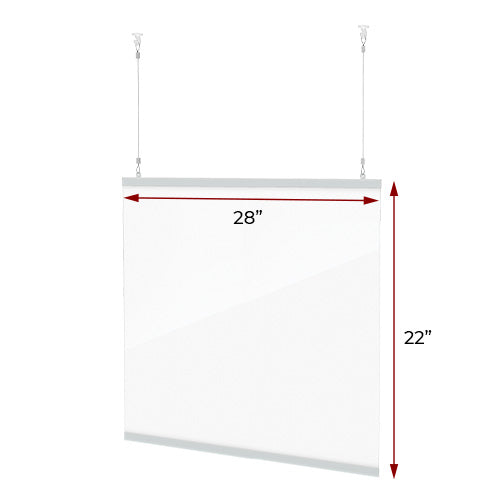 28" Wide Hanging Sneeze Guard