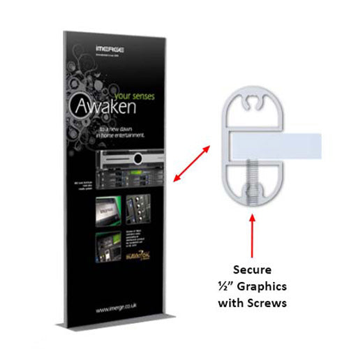 24 x 96 Mounted Graphic Poster Board Floorstand with Solid Steel Base, Silver or Black