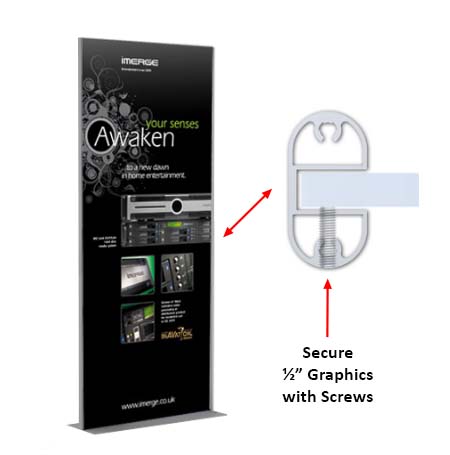 36 x 84 Mounted Graphic Poster Board Floor Stand with Solid Steel Base, in Silver or Black Finishes