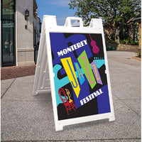 STREET-MASTER A-Board 24x36 Outdoor Sidewalk Plastic Sign Board A-Frame, Two-Sided White Panels