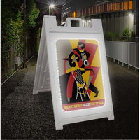 Illuminated STREET-MASTER A-Board 22x28 Outdoor Sidewalk Plastic Sign Board A-Frame with LED Sign Board Kit, 2-Sided - White