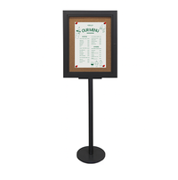Heavy-Duty Outdoor Enclosed Bulletin Board Stand with 11 x 17  Display Case in 4 Metal Finishes
