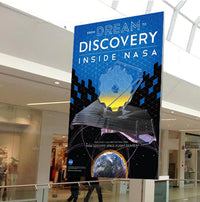 48 x 96 SEG Ceiling Mount Displays | Tension Fabric Displays come in Silver Finish