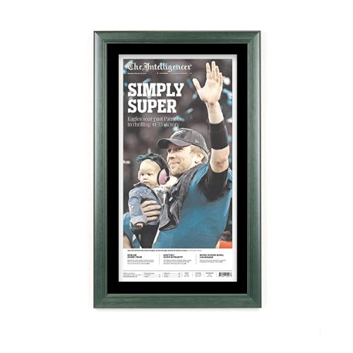 Philadelphia Eagles Super Bowl LII Champions Newspaper Frame | Wood Display Frame with Beveled Matboard