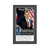 Obama Presidential Victory Newspaper Wood Display Frame